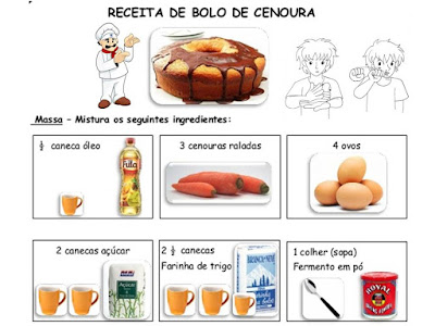 preparar a receita de bolo de cenoura em LIBRAS