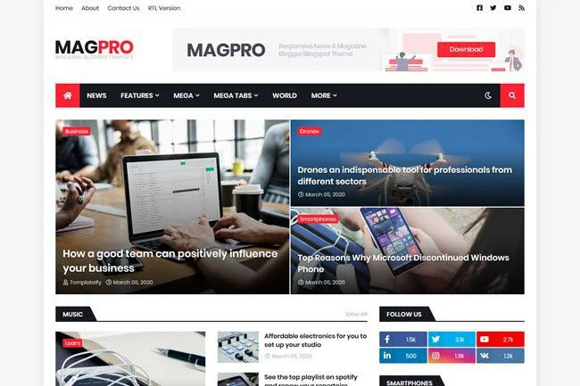 MagPro Blogger Template Premium Free Download 2023