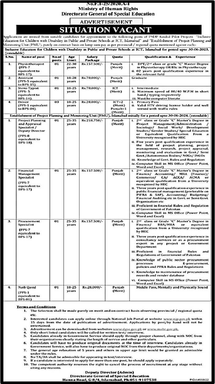 Human Rights Ministry MOHR Jobs 2023 | Online Applications Submission