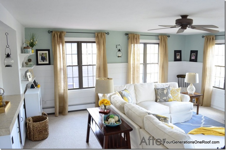 Coastal Cottage family room {before & after} | Four Generations ...
