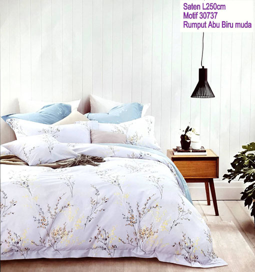 Sprei Katun Jepang Motif Rumput Abu Biru