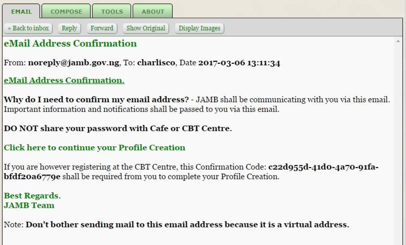 jamb confirmation code Login; get Profile: JAMB Details; 2017 Creation jamb confirmation code Login; get Profile: JAMB Details; 2017 Creation