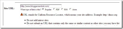 submit dmoz-this is where you enter site url