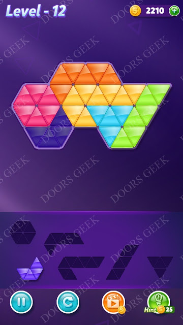 Block! Triangle Puzzle 6 Mania Level 12 Solution, Cheats, Walkthrough for Android, iPhone, iPad and iPod