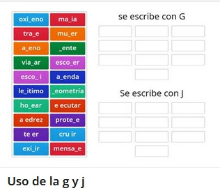 Juego: uso de las letras g y j