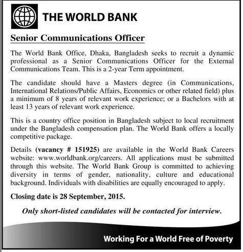 World Bank Job Circular