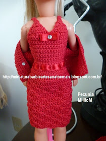 Vestido, casaco e sapatos de Crochê Para a Susi Antiga Criada Por Pecunia MillioM 1