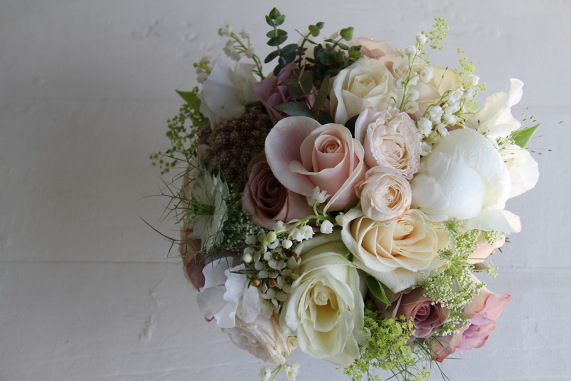 Soft Vintage Pinks and Pale Mushroom Toned Wedding Bouquet