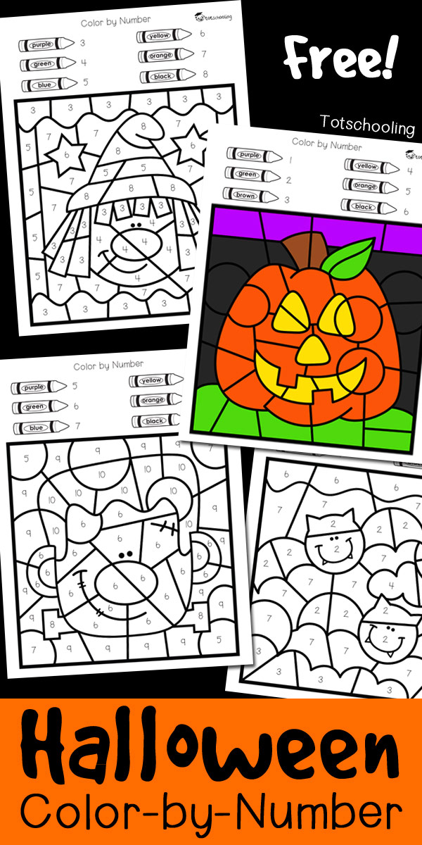 halloween color by number totschooling toddler preschool kindergarten educational printables