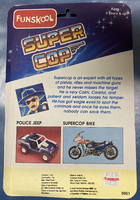 Funskool Super Cop, MOC, Cardback, Filecard, India, Sgt. Slaughter, 1986 Hawk, Iceberg