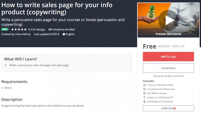 [100% Off] How to write sales page for your info product (copywriting)| Worth 190,99$ 