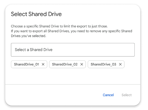 Opciones de exportación de datos desde Google Takeout