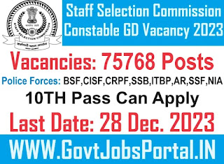 SSC GD Constable Recruitment 2023 : Apply Now for 75,768 Positions | Exam Schedule, Syllabus, Eligibility, and More