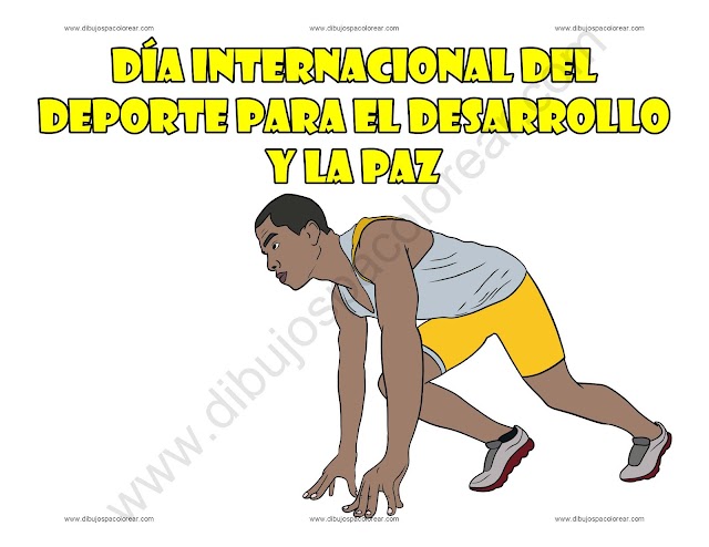 Dia internacional del Deporte para el Desarrollo y la Paz dibujo a color y para colorear