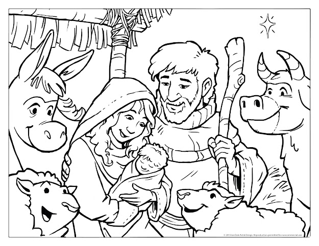 Simple Christmas Nativity Scene Printable Coloring For Jesus Christ Christmas  Coloring Pages