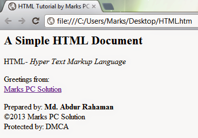 Basic HTML Document Example