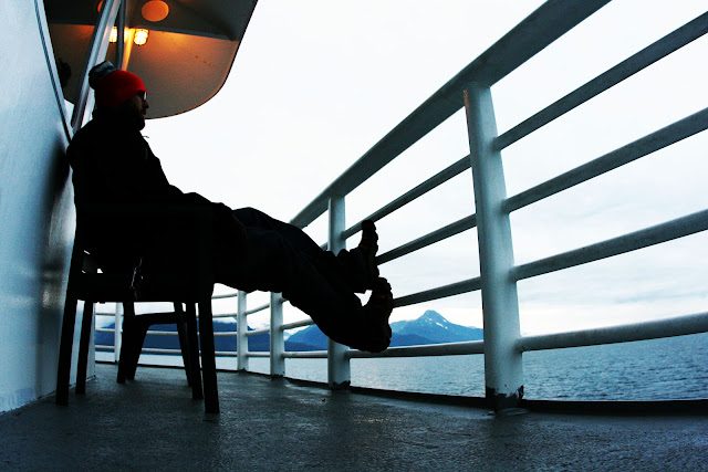 The back deck of the Kennicott Ferry traveling from Haines to Juneau on the Alaska Maritime Highway.