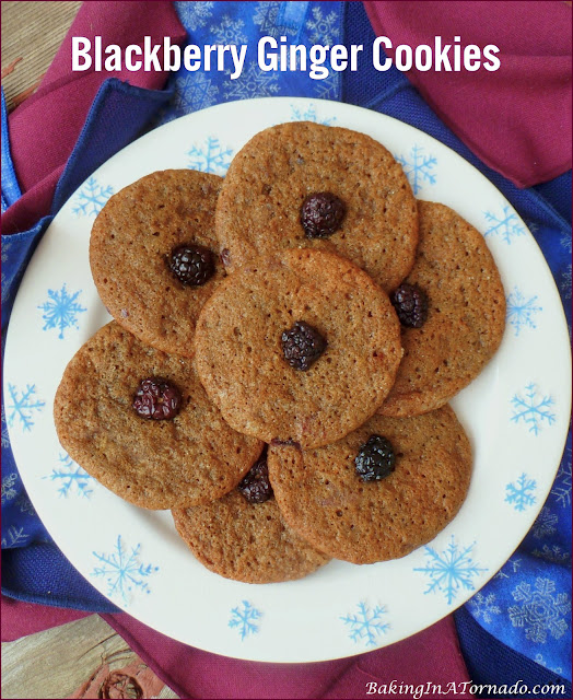Blackberry Ginger Cookies | recipe developed by Karen of www.BakingInATornado.com | #recipe #cookies