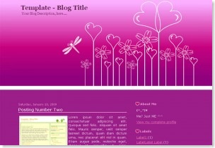 Garden of Hearts blogspot template, 2 columns blogspot template, Valentines day templates 