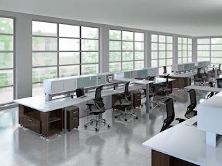 Mayline e5 Open Concept Office Benching Layout