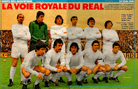 REAL MADRID C. F. - Madrid, España - Temporada 1980-81 - Stielike, Agustín, Sanido, García Cortés, García Navajas, Camacho; Juanito, Del Bosque, Ángel, Santillana y Pineda - REAL MADRID 2 (Del Bosque, García Hernández) REAL ZARAGOZA 0 - 12/04/1981 - Liga d 1ª División, jornada 32 - Madrid, estadio Santiago Bernabeu