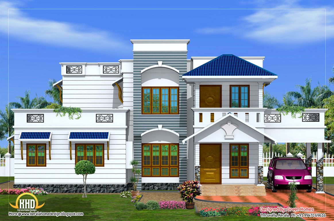 Duplex house elevation - 2200 Sq. Ft.  Indian House Plans