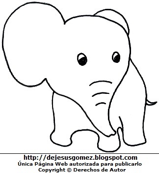 Elefante fácil de dibujar para niños y para colorear o pintar. Dibujo elefante hecho por Jesus Gómez