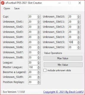 eFootball PES 2021 Slot Creator by Devil Cold52