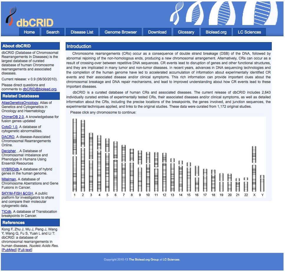 dbCRID (Database of Chromosomal Rearrangements In Diseases) 