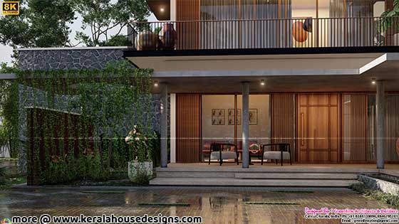 Veranda and Lush Tropical Garden of Luxury House