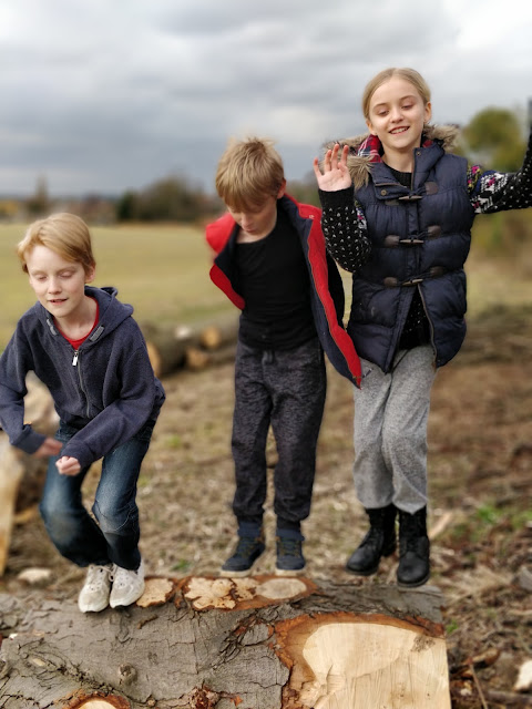 children enjoying country walk