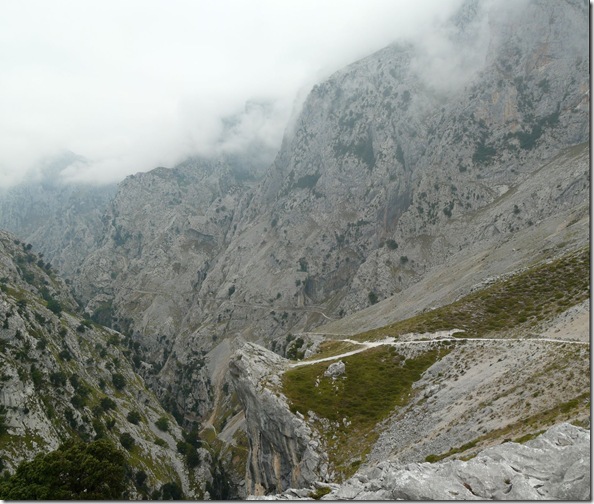 View down the gorge - you can see the track perched on the edge