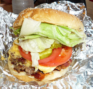 Example of a Five Guys burger, hamburger photo