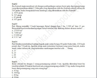 Soal Cerita Matematika Kelas VI SD ~ Soal Jawaban