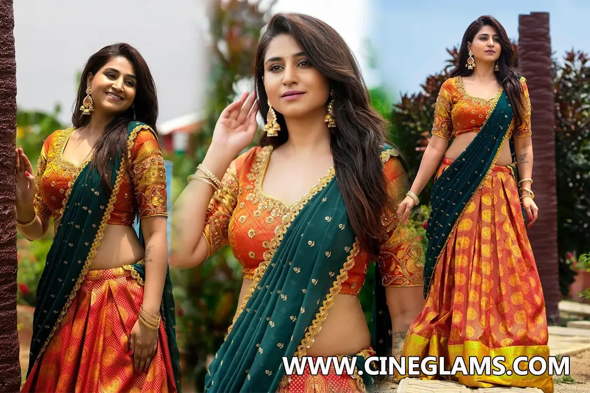 Anchor Varshini Sounderajan Charming Half Saree Photoshoot