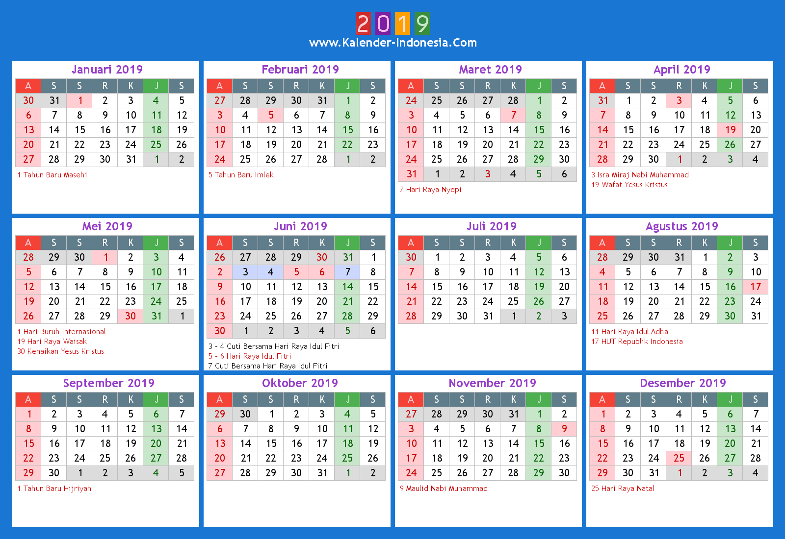 Kalender Indonesia Online: 2019