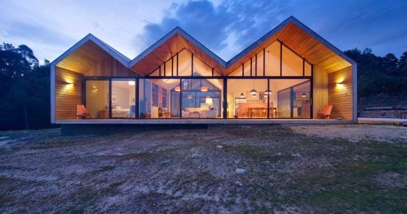 Contemporary House with Three Gable Roofs in Tasmania 