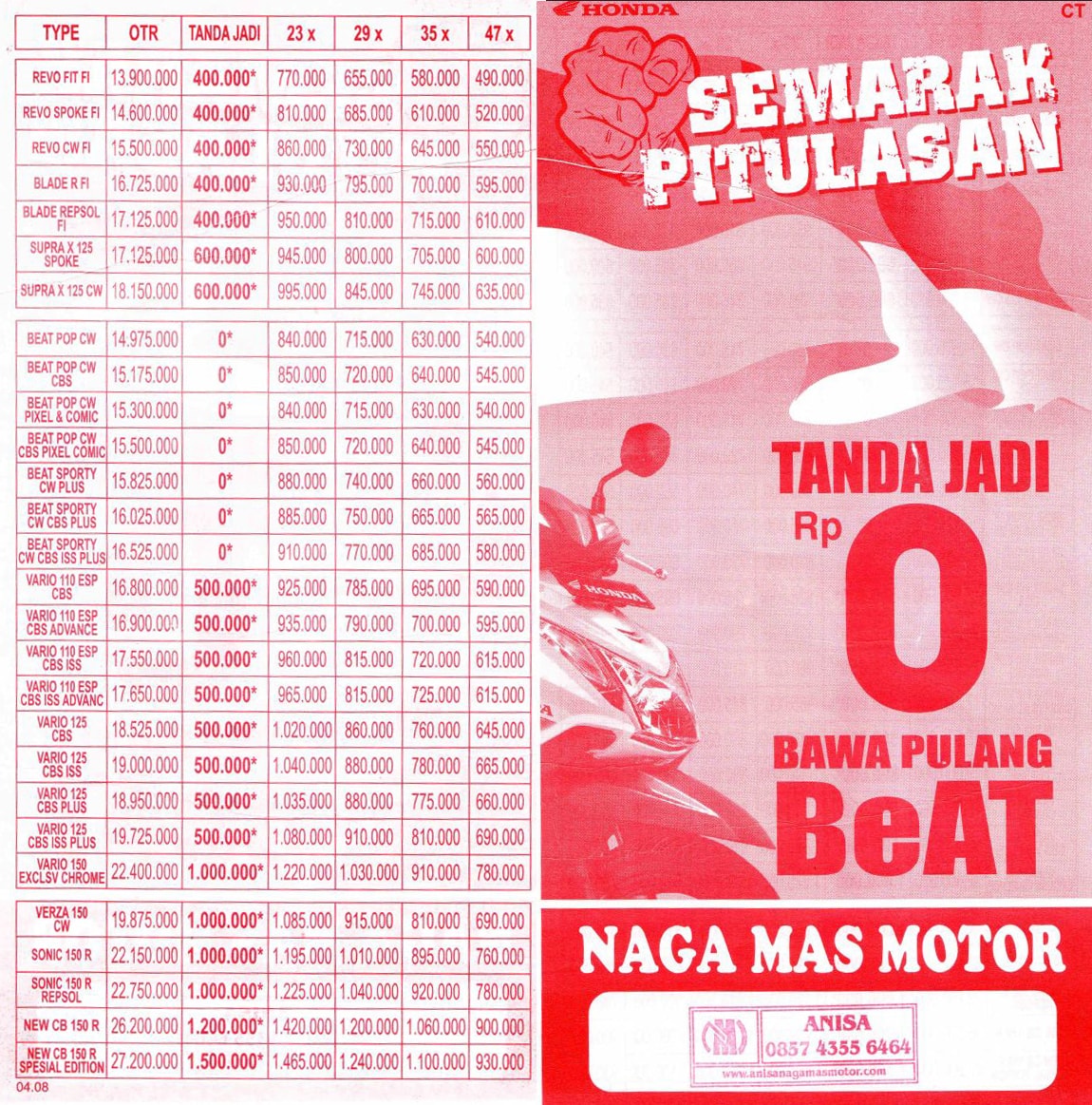 Promo Semarak Pitulasan Agustus NAGAMAS MOTOR KLATEN