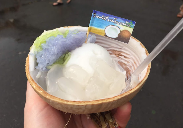 Coconut ice cream at Chatuchak Market in Bangkok, Thailand