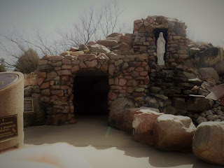 reproduction Lourdes grotto at Trinity Heights in Sioux City, Iowa