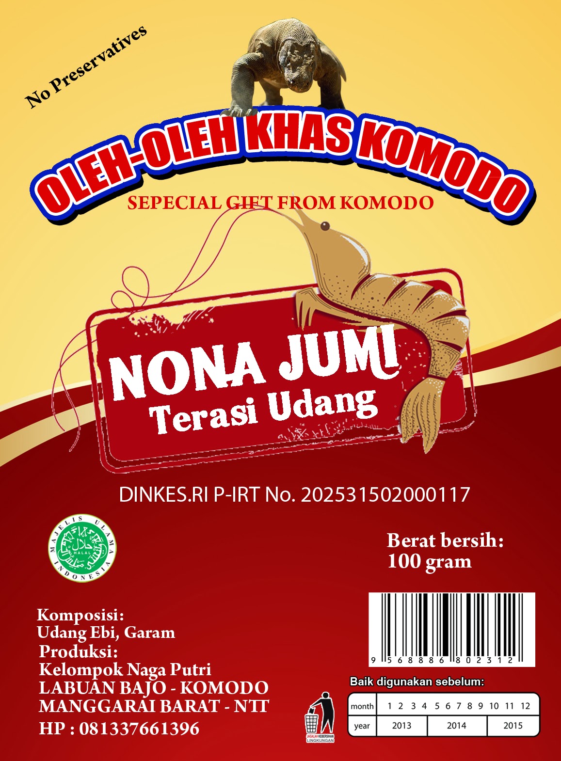 Deni Tio Desain  Label Kemasan Terasi Udang NONA JUMI 