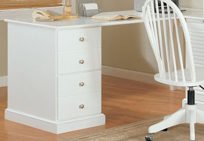 White Home Office Desk on Home Office Writing Desk White Louvered Designed White Finish