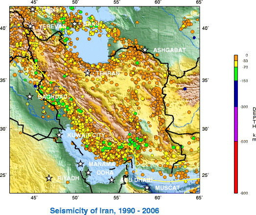 Major Earthquakes and Fault Zones of California--Shaded relief map showing
