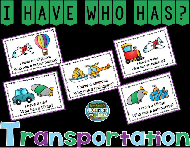 I Have, Who Has? Transportation Cards, Teacher Directions and a Teacher Answer Key by Fern Smith's Classroom Ideas Available for You at TeachersPayTeachers.