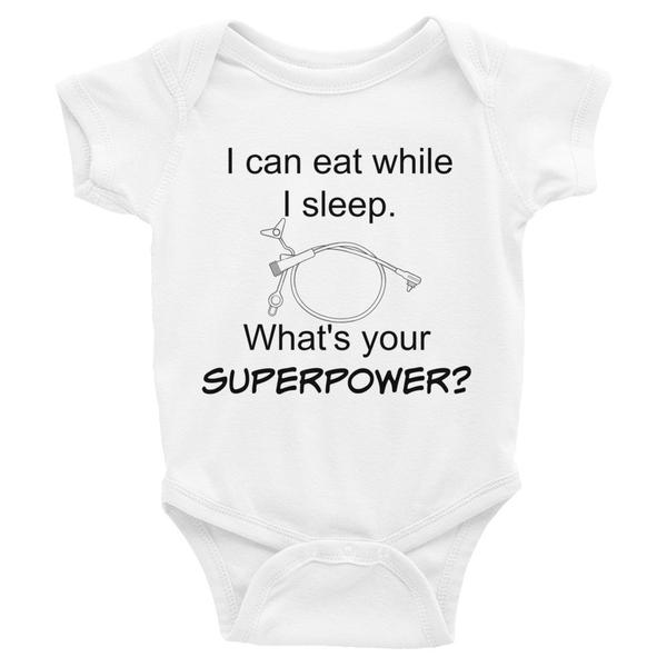 I can eat while I sleep.  What's your superpower? #feedingtube #gtube #supertubie