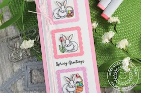 Sunny Studio Stamps: Spring Greetings Chubby Bunny Fancy Frames Spring Themed Card by Juliana Michaels 