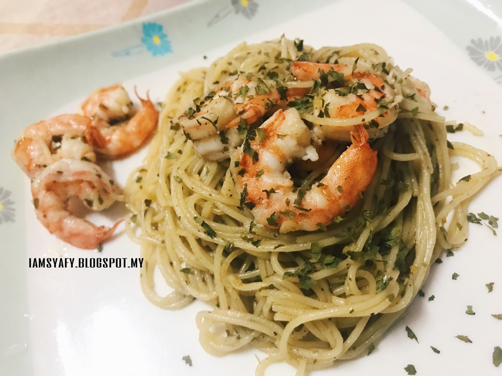 Resepi Spagetthi Aglio Olio Udang  i am Syafy