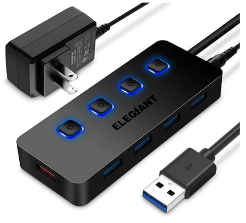 ELEGIANT 4 Port USB Hub+1 USB Smart Charging Port