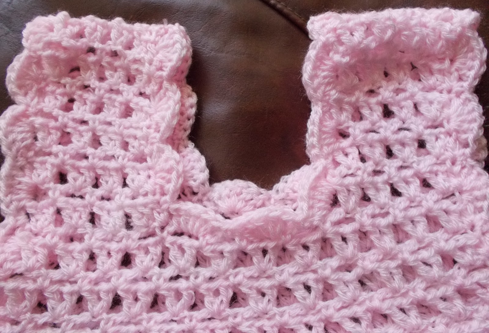 Sweet Nothings Crochet free pattern blog, detail of neckline for beautiful lacy dress,