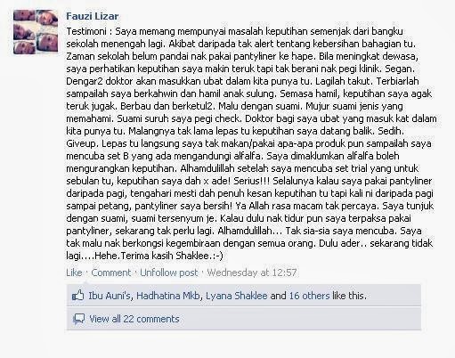 Alfalfa Shaklee untuk Keputihan & Rahsia Keintiman Wanita 